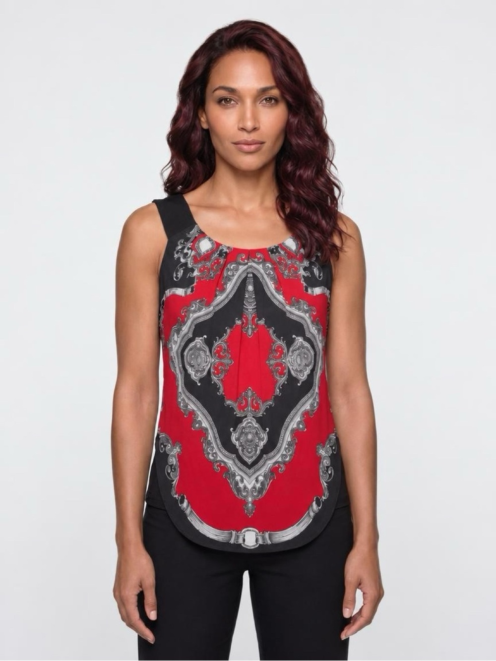 Reitmans Red and Black Paisley-Style Sleeveless Blouse Camisole Women’s XS